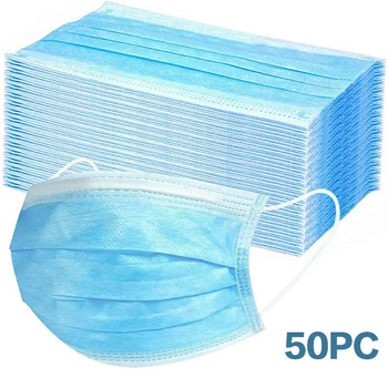 50Pcs Kid Dust-Proof Face Mask Non-woven 3 Layer Elastic Facial Masks Disposable Anti-Pollution Haze Earloop Safety Masks