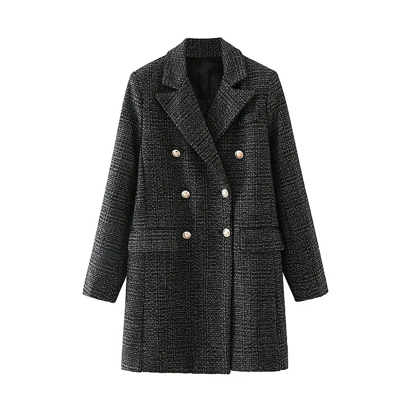 Winter Clothes Loose Temperament Retro Double-Breasted Lapel Plaid Twill Mid-Length Suit Jacket
Winter Clothes Loose Temperament Retro Double-Breasted Lapel Plaid Twill Mid-Length Suit Jacket