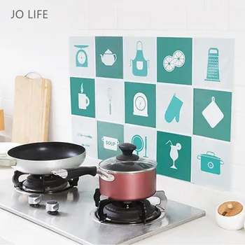 

JO LIFE Kitchen Self Adhesive Wallpapers Aluminum Foil Stove Cabinet Stickers Oil Proof Cartoon Ceramic Tile Stickers