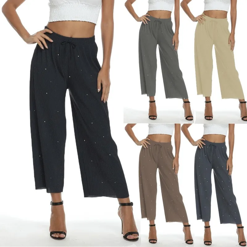 Women Wide Leg Pants Drawstring Elastic Waist Sports Trousers Loose Casual Sweatpants Summer Ankle Length Bling Pants Outfits
Women Wide Leg Pants Drawstring Elastic Waist Sports Trousers Loose Casual Sweatpants Summer Ankle Length Bling Pants Outfits