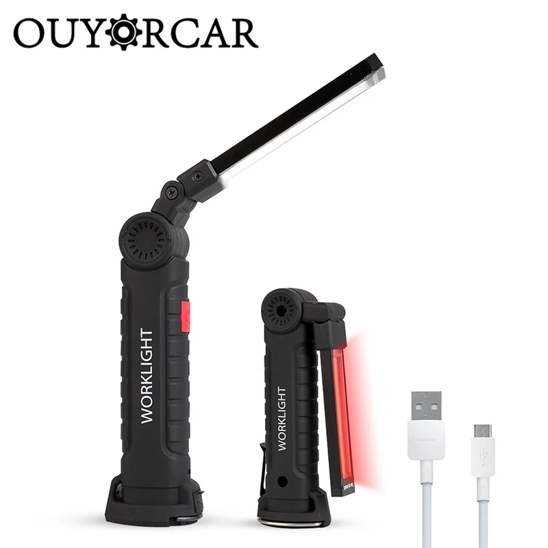 

LED Work Light Bar Car Lamp Rechargeable Magnetic COB 5Mode Torch Handheld Inspection Lamp Cordless Worklight Tool Multifunction