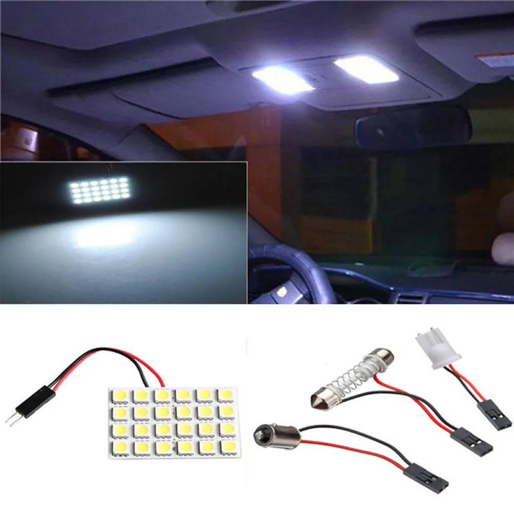 

kongyide car light 24 SMD 5050 LED T10 BA9S Festoon Car Interior Room Dome Light Panel Lamp 12V car reading light corner light