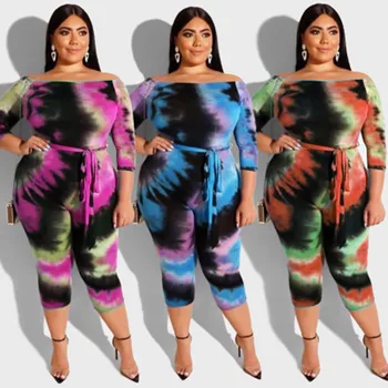Plus Size Print Clothes Rompers Women Jumpsuit Off Shoulder Tie dyeing Look Long Party Club Playsuits Jumpsuits Dropshipping #C9 
Plus Size Print Clothes Rompers Women Jumpsuit Off Shoulder Tie dyeing Look Long Party Club Playsuits Jumpsuits Dropshipping #C9