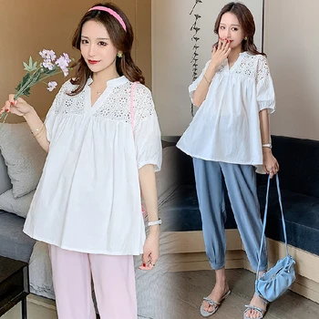 8036# Hollow Out Patchwork White Cotton Maternity Blouses Plus Size Loose Shirts For Pregnant Women Summer Casual Preganncy Tops
8036# Hollow Out Patchwork White Cotton Maternity Blouses Plus Size Loose Shirts For Pregnant Women Summer Casual Preganncy Tops