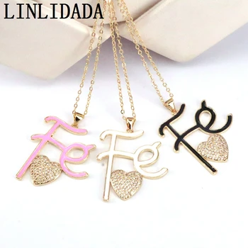 5Pcs High Quality Enamel FE Letter Necklace CZ Crystal Zircon Heart Pendants Necklaces chain Jewelry
5Pcs High Quality Enamel FE Letter Necklace CZ Crystal Zircon Heart Pendants Necklaces chain Jewelry