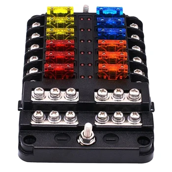 32V Car Fuse Box Plastic Cover Fuse Box Holder M5 Stud & LED Indicator Light 12 Ways Blade For Auto Car Boat Truck Trailer IP86
32V Car Fuse Box Plastic Cover Fuse Box Holder M5 Stud & LED Indicator Light 12 Ways Blade For Auto Car Boat Truck Trailer IP86