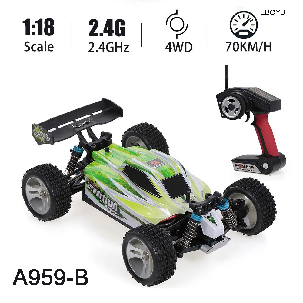 

WLtoys A959-B RC Car 2.4GHz 1:18 Scale 4WD 70KM/H High Speed Racing Car Remote Control Off Road Car Vehicle for Kids