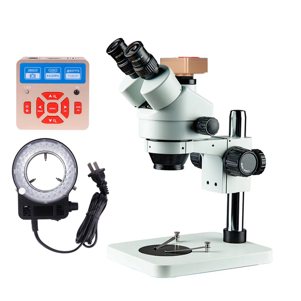 Professional Simul-Focal Trinocular Stereo Microscope 7X-45X Vertical Zoom+28MP HDMI/VGA Microscope Camera for PCB Soldering
Professional Simul-Focal Trinocular Stereo Microscope 7X-45X Vertical Zoom+28MP HDMI/VGA Microscope Camera for PCB Soldering