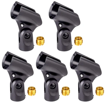 Universal Microphone Clip Holder with 5/8 Inch Male to 3/8 Inch Female Nut Adapters Black (5-Pack)
Universal Microphone Clip Holder with 5/8 Inch Male to 3/8 Inch Female Nut Adapters Black (5-Pack)