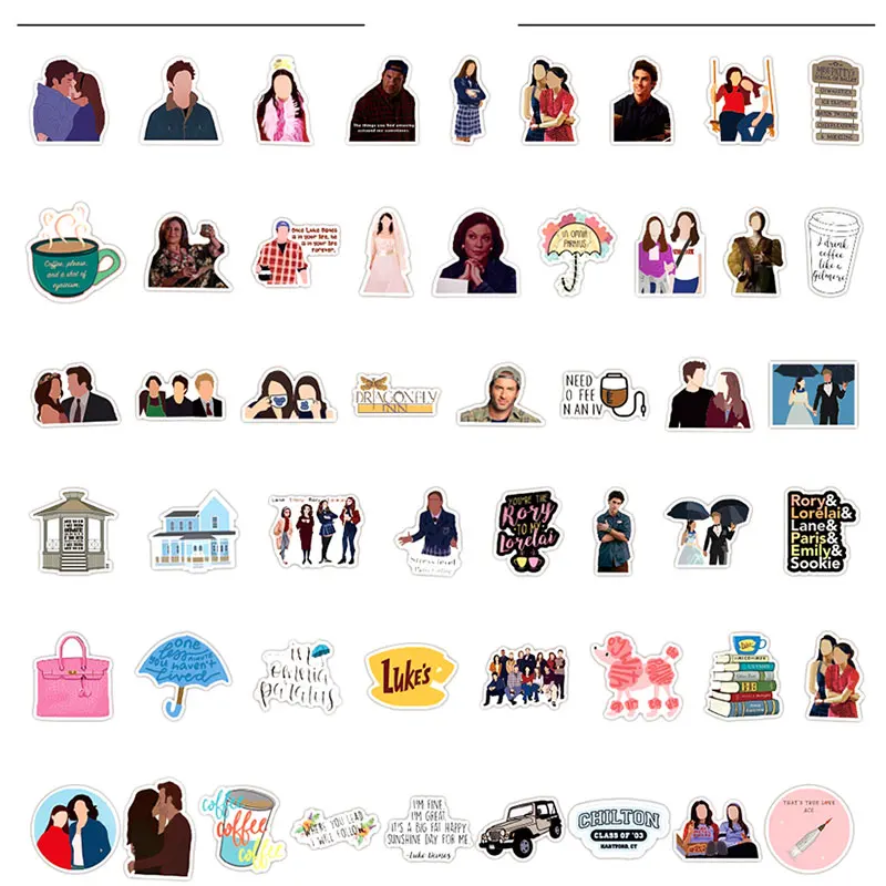 50pcs Gilmore Girls Classic TV Show Lable Stickers Motorcycle Laptop Car Kids 