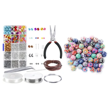 50 Pcs Clay Beads DIY Clay Beads Floral Artisan Rounds 10 mm with Jewelry Making Starter Kit
50 Pcs Clay Beads DIY Clay Beads Floral Artisan Rounds 10 mm with Jewelry Making Starter Kit