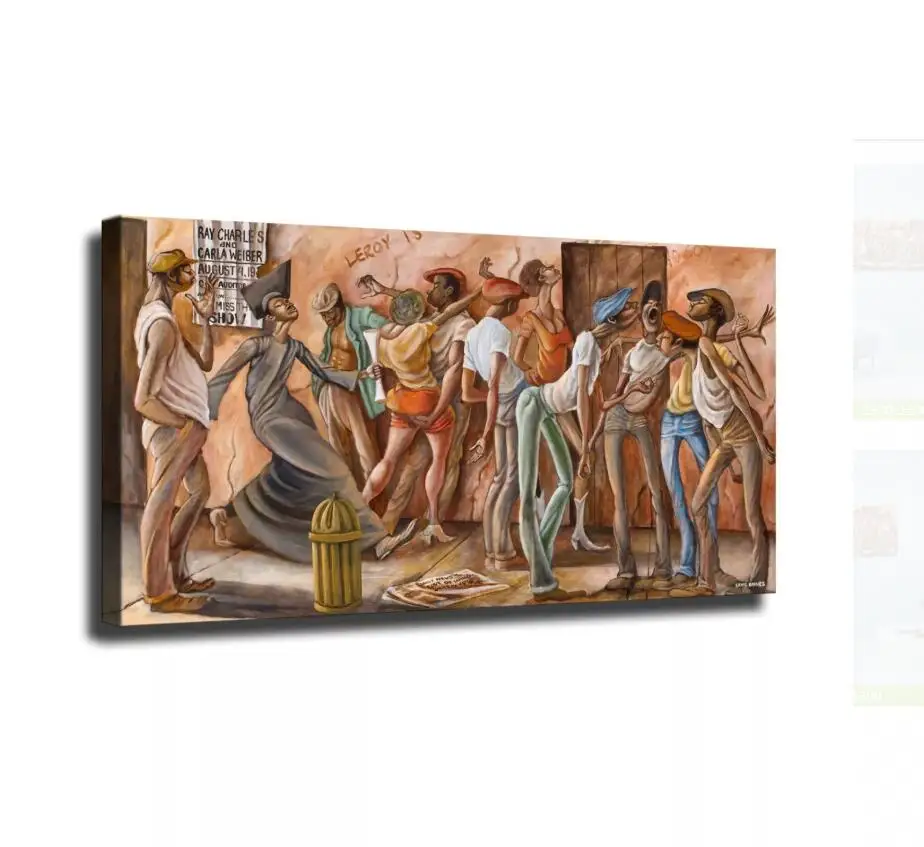 Ernie Barnes тротуарная сцена с градиентом HD холст печать домашний декор картины