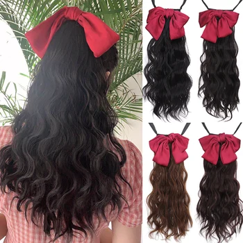 DIANQI 18 Inch bow with black lace up ponytail long water wave clip in hair extension ponytail synthetic natural ponytail 
DIANQI 18 Inch bow with black lace up ponytail long water wave clip in hair extension ponytail synthetic natural ponytail