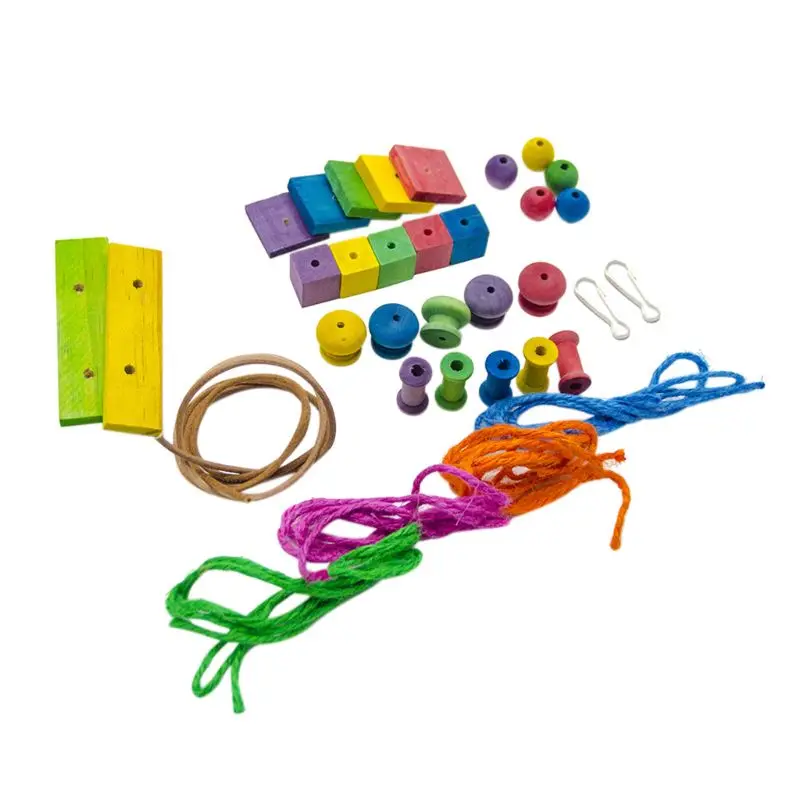 Intelligence Parrot Bird Toy Multicolor DIY Accessories Wood Blocks Beads Sisal Rope Puzzle Bite Chew Playing Toys
Intelligence Parrot Bird Toy Multicolor DIY Accessories Wood Blocks Beads Sisal Rope Puzzle Bite Chew Playing Toys