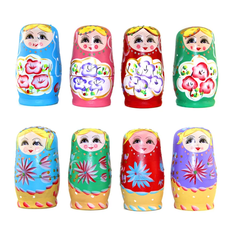 5pcs//set Wooden Hand Painted Russian Girl Matryoshka Nesting Dolls Hot