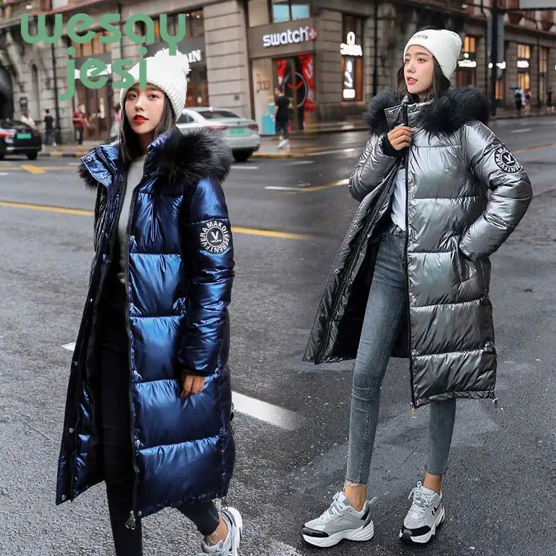 Shiny Winter jacket women 2019 casual Long Parka Coat Thick Cotton coat Big Fur Collar warm loose Glossy Hooded jacket Parkas
Shiny Winter jacket women 2019 casual Long Parka Coat Thick Cotton coat Big Fur Collar warm loose Glossy Hooded jacket Parkas