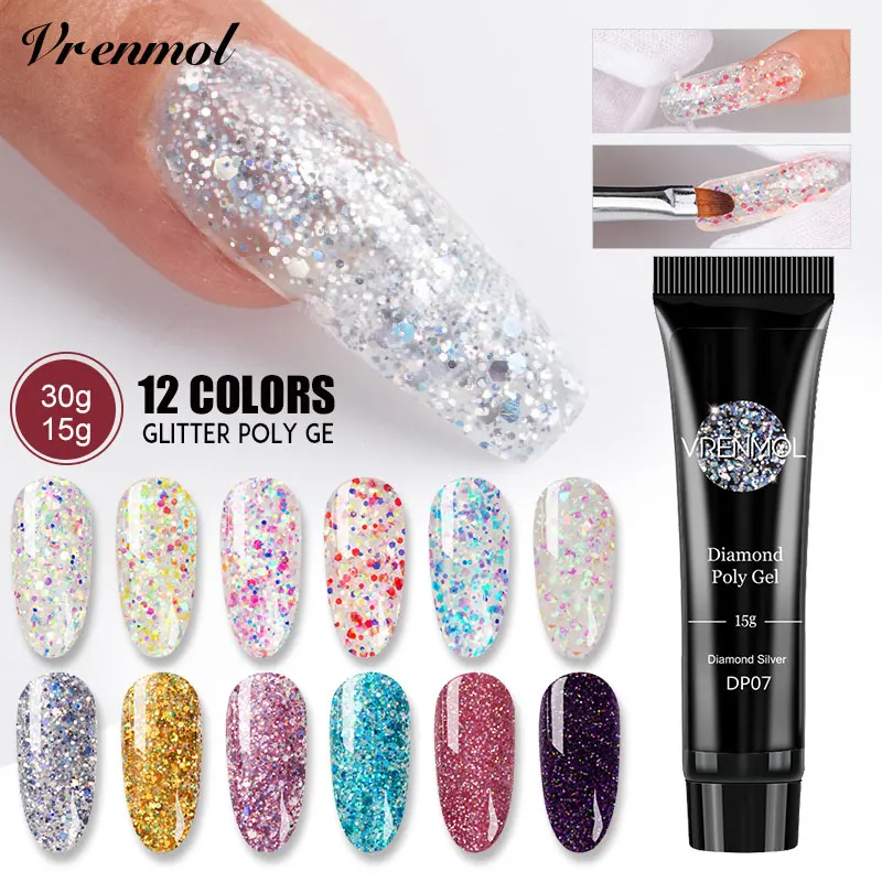 Vrenmol Color Polygel Nail Finger Extension Repair Nails Glitter Poly Gel Crystal Diamond Jelly Hard for Manicure Builder Gel 
Vrenmol Color Polygel Nail Finger Extension Repair Nails Glitter Poly Gel Crystal Diamond Jelly Hard for Manicure Builder Gel