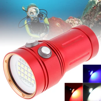 Red Diving Light Underwater 100m Scuba Video Light 8000LM 15 XML2 + 6 Red + 6 Blue LED Photography Video Dive Flashlight Lamp
Red Diving Light Underwater 100m Scuba Video Light 8000LM 15 XML2 + 6 Red + 6 Blue LED Photography Video Dive Flashlight Lamp