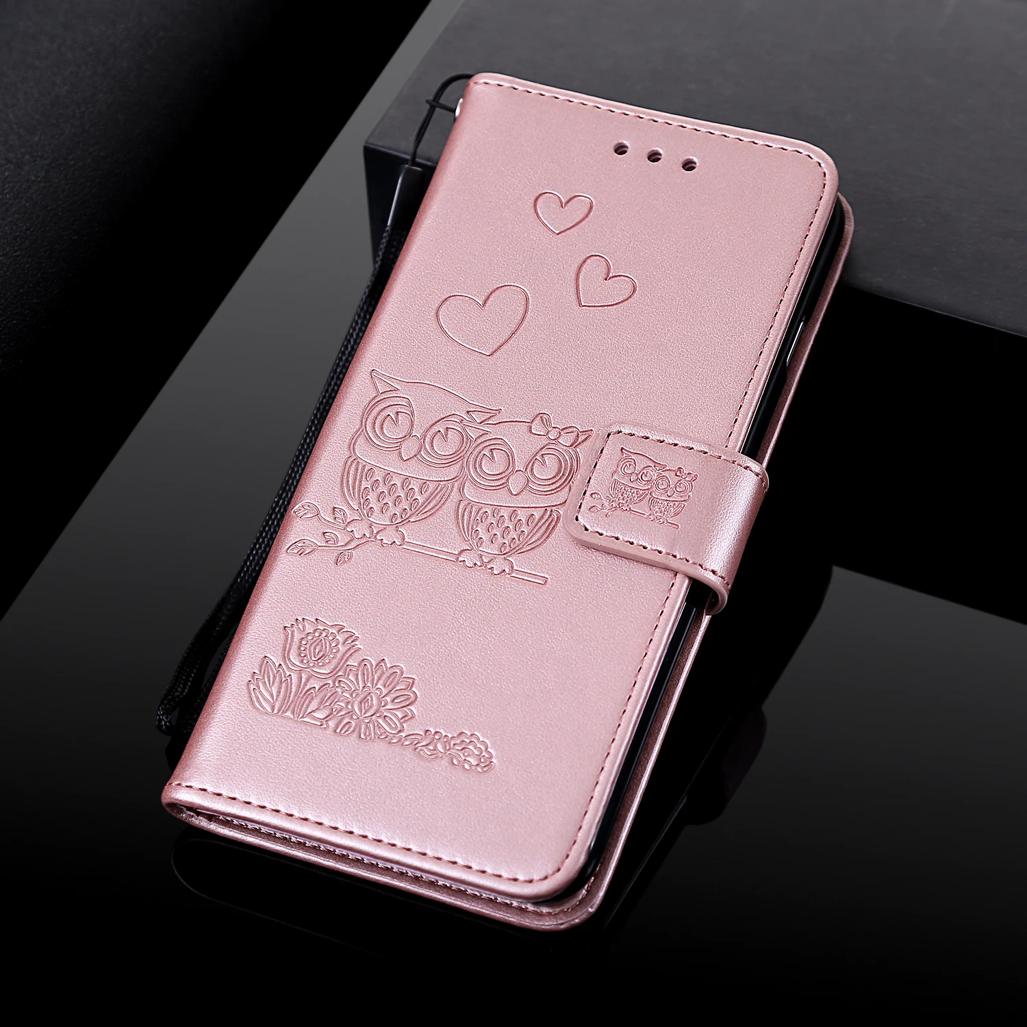 Cute Embossed Love Owl Leather Wallet Case For Huawei Y6 Y7 2019 P10 P20 P30 Lite Honor 20 Pro 9 10 8A 8X Flip Cover Glove | Мобильные