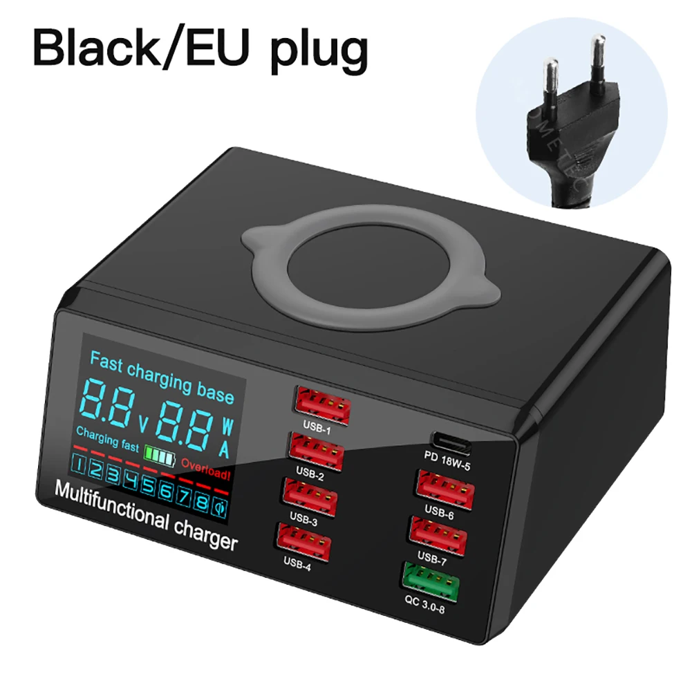8 USB Ports Mobile Phone Charger PD QC 3.0 USB Fast Charging Dock Wireless Smart Charge Adapter Charger for iPhone Samsung
8 USB Ports Mobile Phone Charger PD QC 3.0 USB Fast Charging Dock Wireless Smart Charge Adapter Charger for iPhone Samsung