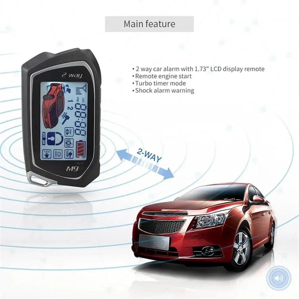 2 Way Car Alarm System EC201-M9 with 1.73 inch Big LCD Pager Display Remote Starter Turbo Timer Mode Shock Warning DC12V
2 Way Car Alarm System EC201-M9 with 1.73 inch Big LCD Pager Display Remote Starter Turbo Timer Mode Shock Warning DC12V