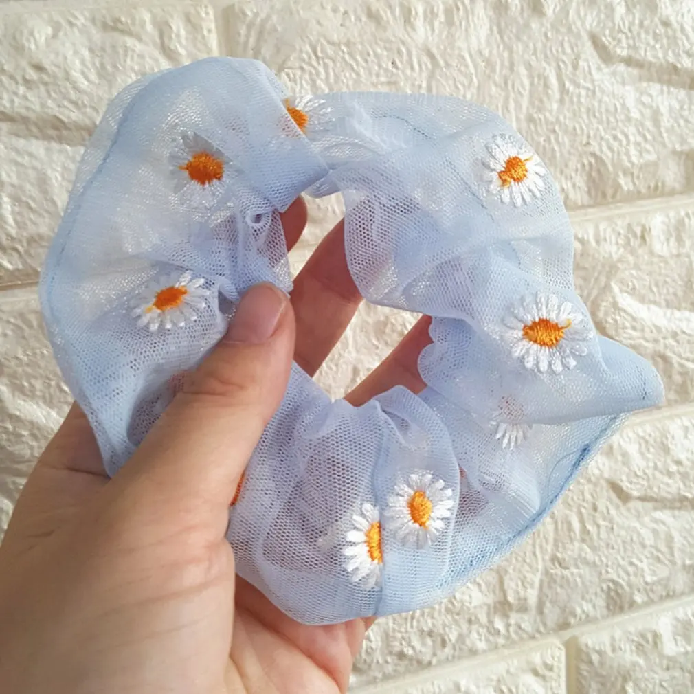 Net Yarn Small Daisy Girly Spring Ins Hair Rope Large Intestine Hair Ring Forest Rubber Band Female Tie Head
