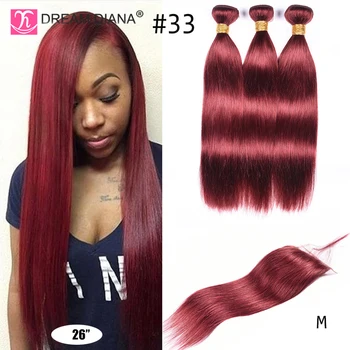 DreamDiana 100% Remy Brazilian Colored Hair Bundles With Lace Closure #30 Burgundy Brown Straight Hair Bundles With Closure M
DreamDiana 100% Remy Brazilian Colored Hair Bundles With Lace Closure #30 Burgundy Brown Straight Hair Bundles With Closure M