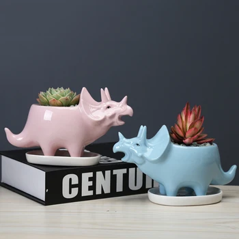 1PC Cartoon Triceratops Flower Pot Succulent Flowerpot Ceramic Animal Succulent Flowerpot Crafts Dinosaur Planter with Tray
1PC Cartoon Triceratops Flower Pot Succulent Flowerpot Ceramic Animal Succulent Flowerpot Crafts Dinosaur Planter with Tray