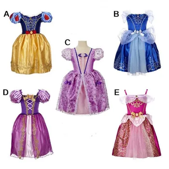 Summer girls princess dress Snow white cinderella elsa and anna sleep beauty princess costume birthday holiday dress 
Summer girls princess dress Snow white cinderella elsa and anna sleep beauty princess costume birthday holiday dress