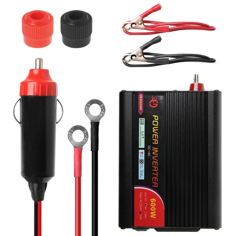 600W Power Inverter DC 12V to 220V AC Cars Inverter with Car Adapter & USB Port
600W Power Inverter DC 12V to 220V AC Cars Inverter with Car Adapter & USB Port