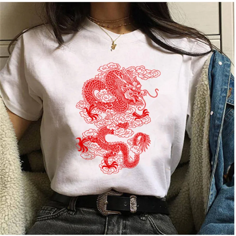 Фото Женская футболка в стиле хип хоп с принтом дракона|Футболки| - купить