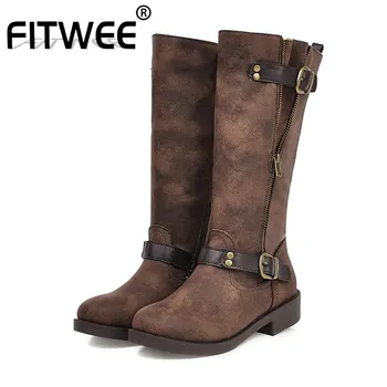 FITWEE Pu Leather Ladies Motorcycle Boots Zipper Flats Retro Classics Work Boots Knee High Shoes Woman Footwear Size 34-43
FITWEE Pu Leather Ladies Motorcycle Boots Zipper Flats Retro Classics Work Boots Knee High Shoes Woman Footwear Size 34-43
