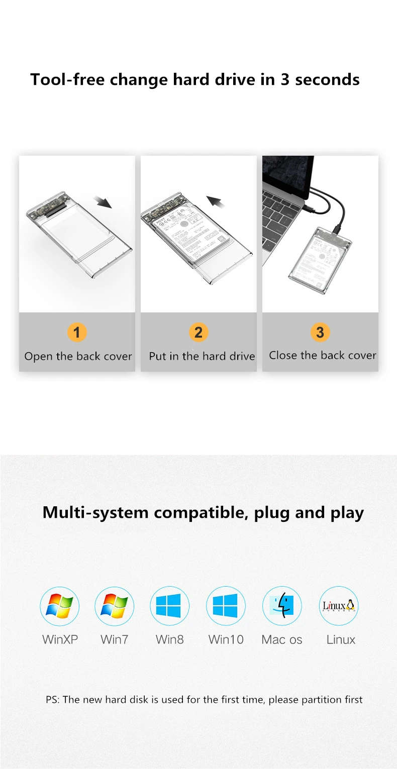 Generic Reletech Hdd Case SATA USB 3.1 External Hard Drive Case