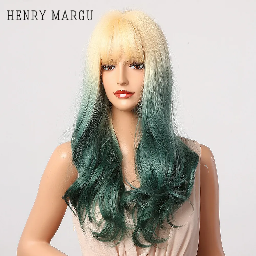HENRY MARGU Long Blonde Dark Green Ombre Wave Wigs Natural Synthetic Wigs With Bangs Cosplay Daily Heat Resistant Wigs For Women
HENRY MARGU Long Blonde Dark Green Ombre Wave Wigs Natural Synthetic Wigs With Bangs Cosplay Daily Heat Resistant Wigs For Women