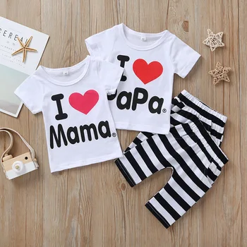 Summer Casual I LOVE Papa Mama Letter Print T-shirt+Pants Suit Outfits Sets 2PCS Newborn Infant Twins Baby Boy Girl Wholesale 
Summer Casual I LOVE Papa Mama Letter Print T-shirt+Pants Suit Outfits Sets 2PCS Newborn Infant Twins Baby Boy Girl Wholesale