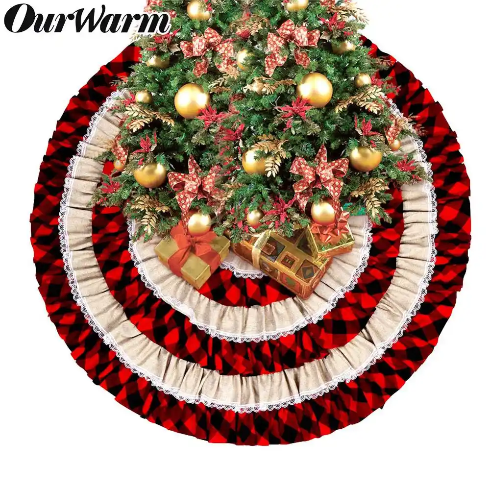 soft christmas tree skirts non-woven lace velcro apron blanket