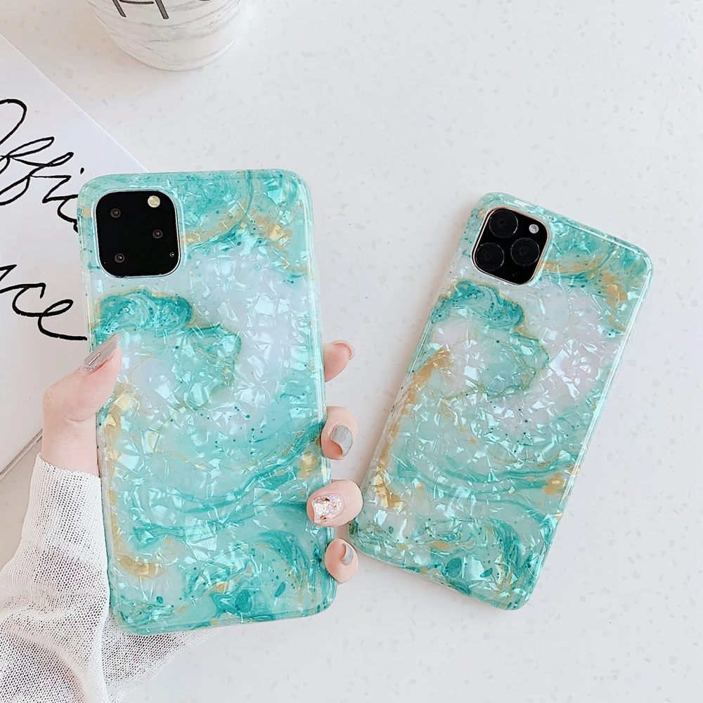 for iPhone 11 6 8 7 Plus Case iPhone 11 Pro Max XR XS Max X Case Fashion Green Watercolor Conch shell Marble Phone Case Funda
for iPhone 11 6 8 7 Plus Case iPhone 11 Pro Max XR XS Max X Case Fashion Green Watercolor Conch shell Marble Phone Case Funda
