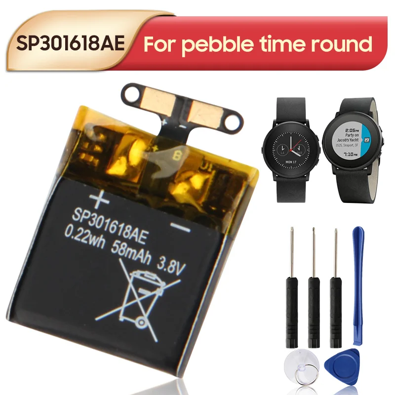 Original Replacement Battery SP301618AE For Pebble Time Round Watch Battery with Tools
Original Replacement Battery SP301618AE For Pebble Time Round Watch Battery with Tools