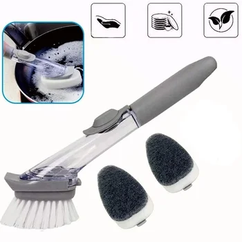 Soap Dispensing Brush Dish Wand Cleaning Scrubber Grips with Refill Replacement Head for Kitchen Sink Grill Pot Toilet Shower
Soap Dispensing Brush Dish Wand Cleaning Scrubber Grips with Refill Replacement Head for Kitchen Sink Grill Pot Toilet Shower