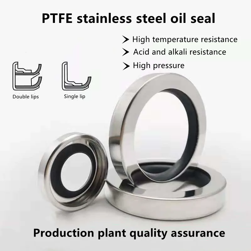 

PTFE double lip oil seal 100/105/110/115*120/125/130/135/140/150*10/12/14/15mm stainless steel shaft seal screw air compressor