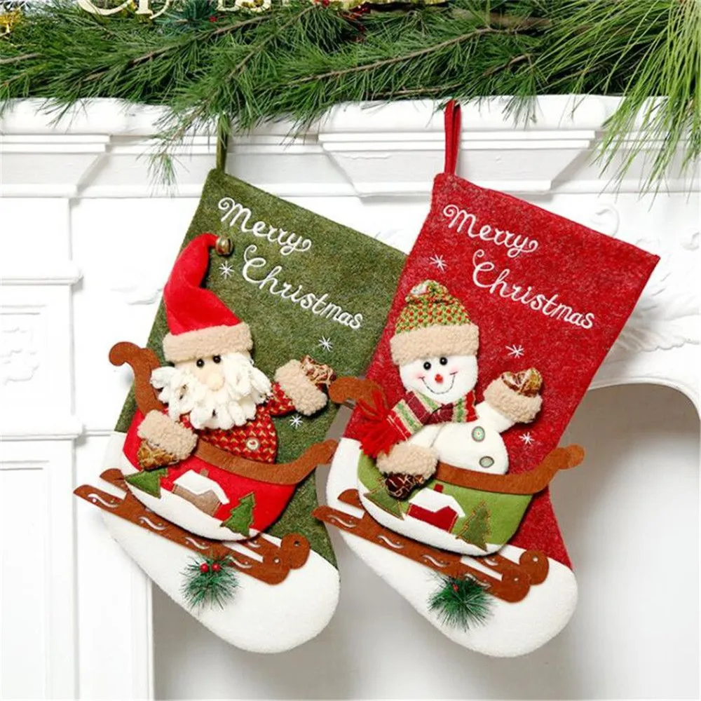 santa claus/snowman decorative sock christmas stocking candy bag