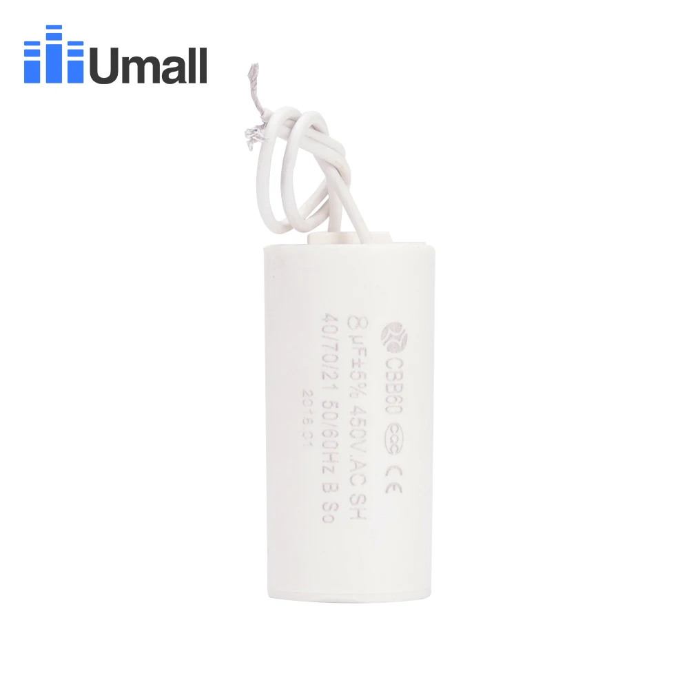 

CBB60 8uF 450V Two Wires Generator Autio Electric Motor Start Capacitor For Machine For Water Pumps QB-60 IDB-35 PM-45