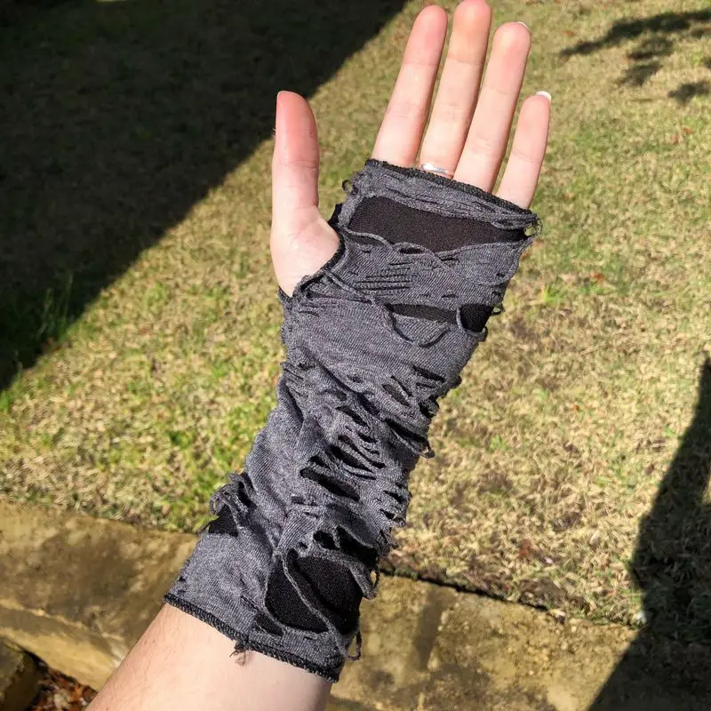 1Pair Punk Broken Slit Gothic Unisex Glove Fingerless Cuff Ninja Sport Hole Mitten Cool Women Men Hollow Out Rock Gloves 1Pair Punk Broken Slit Gothic Unisex Glove Fingerless Cuff Ninja Sport Hole Mitten Cool Women Men Hollow Out Rock Gloves