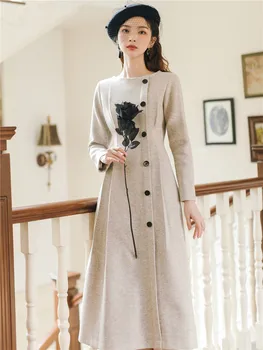 2020 New Spring Autumn Retro O Neck Slim Waist Woolen Dress for Women Elegant Single Breasted Long Sleeve Woolen Bottoming Dress
2020 New Spring Autumn Retro O Neck Slim Waist Woolen Dress for Women Elegant Single Breasted Long Sleeve Woolen Bottoming Dress