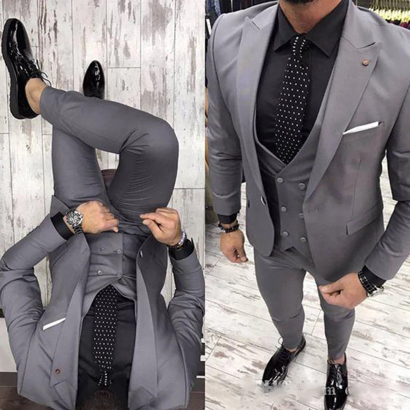 Grey Men Suits for Wedding Lapel Gentle Groom Wear Slim Fit Groomsmen Wedding Tuxedos 3 Piece Jacket Pants Vest Best Man Blazer
Grey Men Suits for Wedding Lapel Gentle Groom Wear Slim Fit Groomsmen Wedding Tuxedos 3 Piece Jacket Pants Vest Best Man Blazer