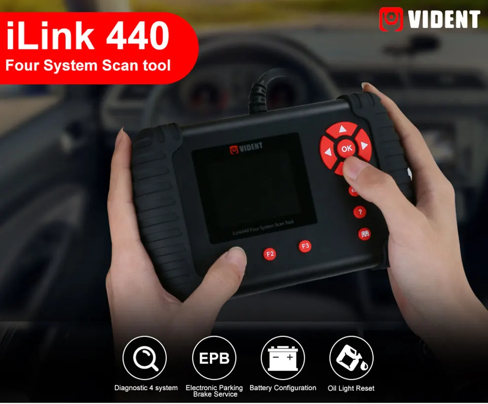 Vident iLink440 Vehicle 4 System Diagnostic Scan Car Engine ABS Air Bag SRS Transmission Code Read/Clear EPB Better than NT414
Vident iLink440 Vehicle 4 System Diagnostic Scan Car Engine ABS Air Bag SRS Transmission Code Read/Clear EPB Better than NT414
