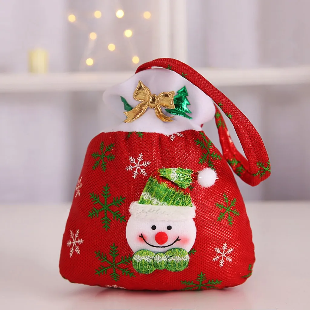 2019 Рождественская сумка на шнурке красная мультяшная Сумка-тоут для Конфета в