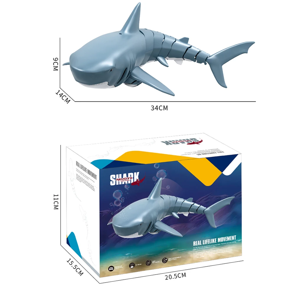 Remote Control Shark 2.4G Electric Simulation RC Fish 20 Minutes Rechargeable Battery Water Swimming Pool Children Toys