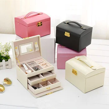 PU Leather Jewelry Boxes Drawer Makeup Organizer with Mirror Multi-layer Large Capacity Watch/Necklace/Earring Display Organizer
PU Leather Jewelry Boxes Drawer Makeup Organizer with Mirror Multi-layer Large Capacity Watch/Necklace/Earring Display Organizer