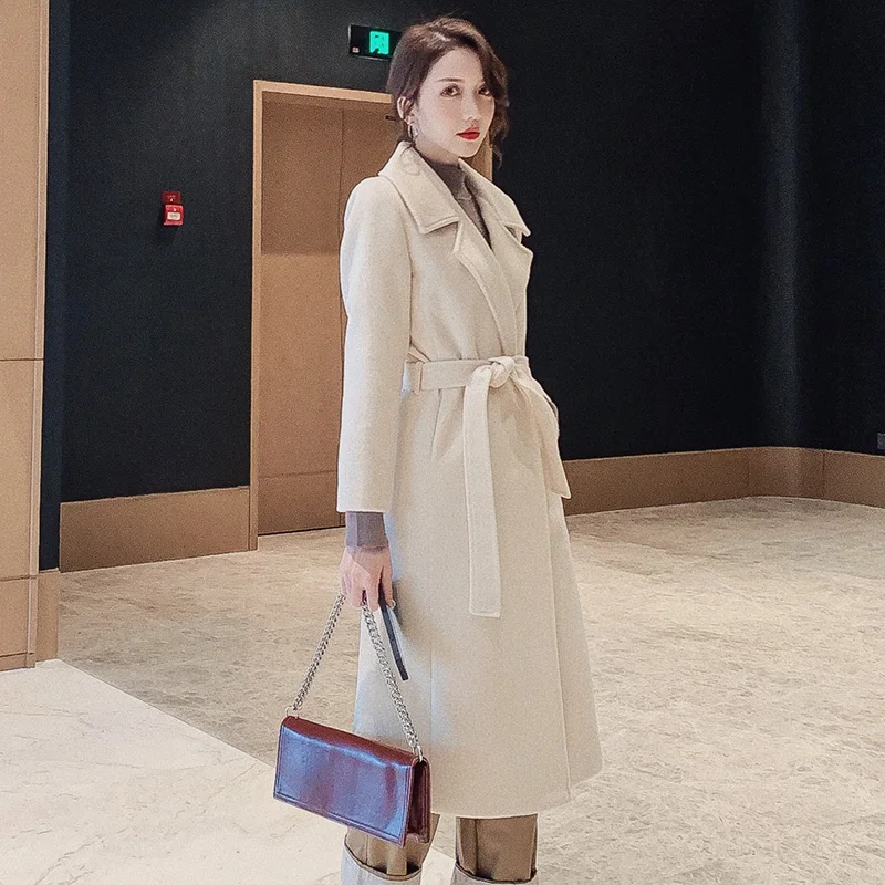 Women Elegant Winter Overcoat Bandage Woolen Long Coat Cardigan Loose Wool Blends Coat with Belt
Women Elegant Winter Overcoat Bandage Woolen Long Coat Cardigan Loose Wool Blends Coat with Belt
